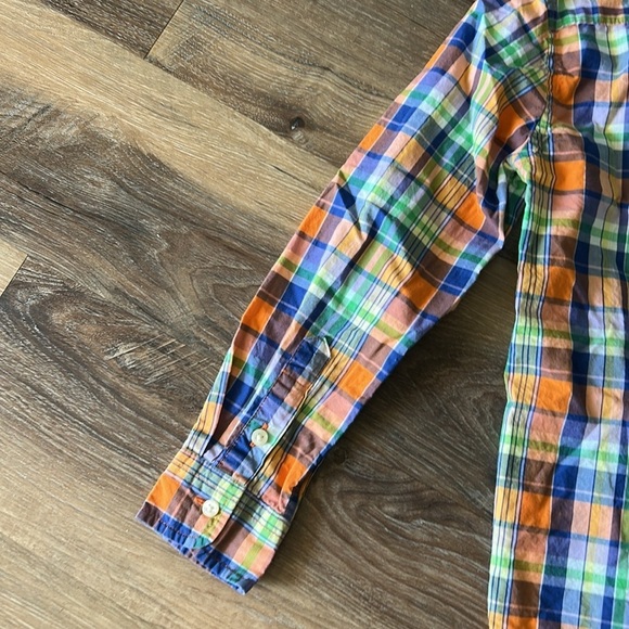 Ralph Lauren boys dress shirt size 7 orange,blue,green,yellow,white stripes - Picture 8 of 12